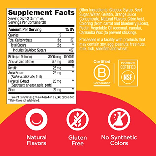 OLLY Heavenly Hair Gummies, Supports Strong Healthy Hair Growth, ...