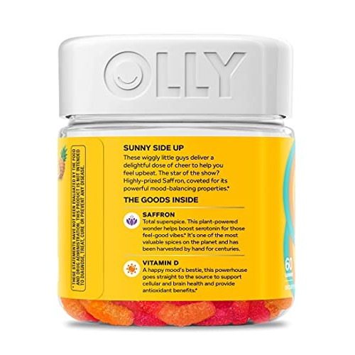 OLLY Hello Happy Gummy Worms, Mood Balance Support, Vitamin D, Sa...