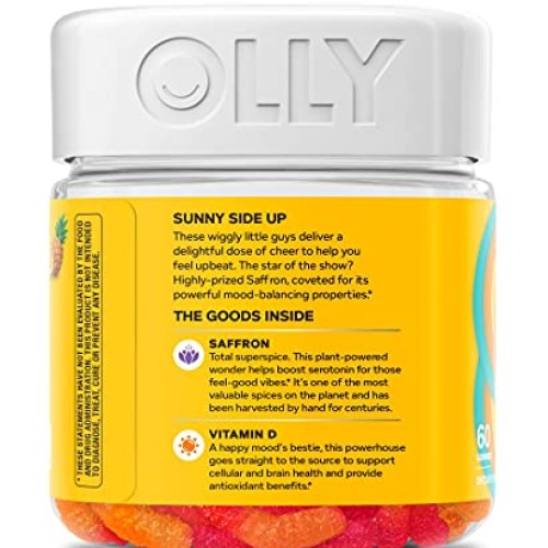 OLLY Hello Happy Gummy Worms, Mood Balance Support, Vitamin D, Sa...