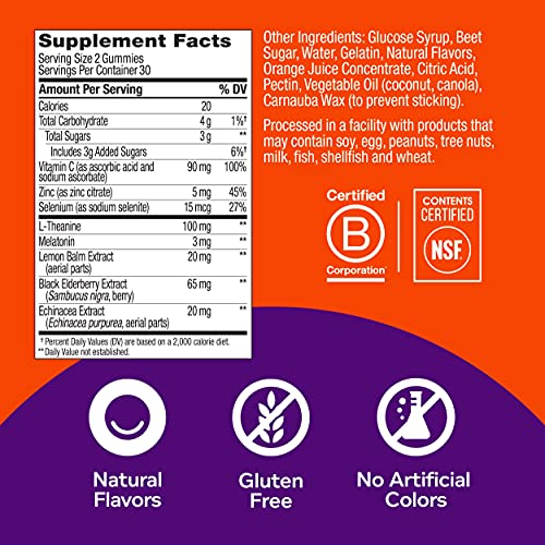 OLLY Immunity Sleep + Elderberry Melatonin Gummy, 30 Day Supply ...