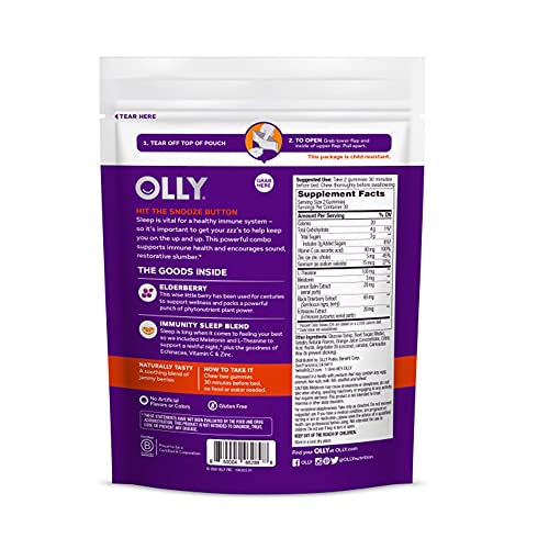 OLLY Immunity Sleep + Elderberry Melatonin Gummy, 30 Day Supply ...