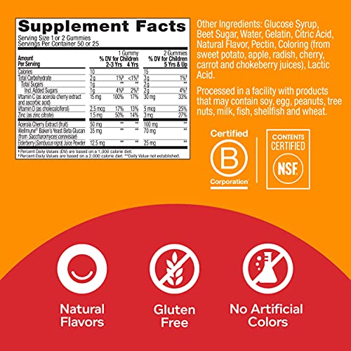 OLLY Kids Immunity Gummy, Immune Support, Wellmune, Elderberry, V...