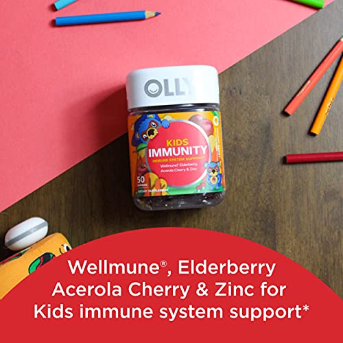 OLLY Kids Immunity Gummy, Immune Support, Wellmune, Elderberry, V...