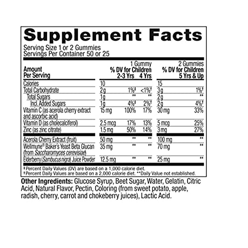 OLLY Kids Immunity Gummy, Immune Support, Wellmune, Elderberry, V...