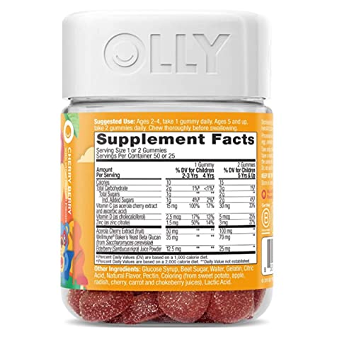 OLLY Kids Immunity Gummy, Immune Support, Wellmune, Elderberry, V...
