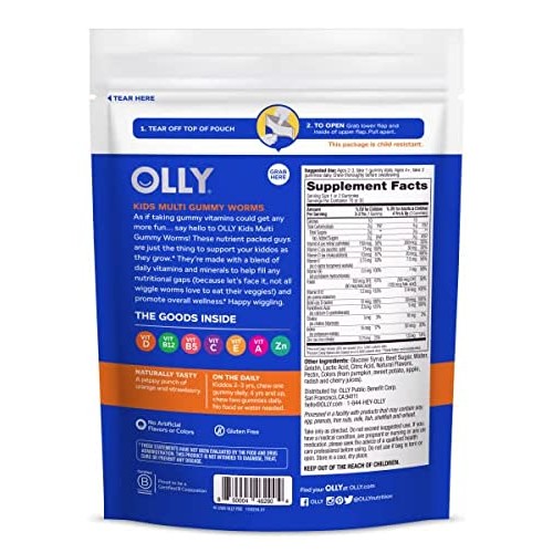 OLLY Kids Multivitamin Gummy Worms, Overall Health and Immune Sup...