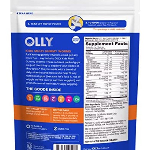 OLLY Kids Multivitamin Gummy Worms, Overall Health and Immune Sup...