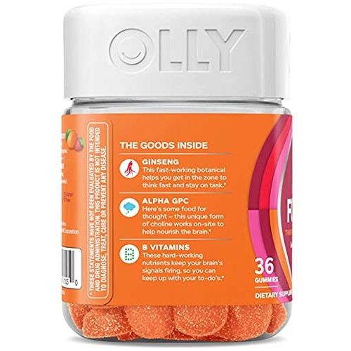 OLLY Laser Focus Gummy, 18 Day Supply 36 Gummies, Berry Tangy T...