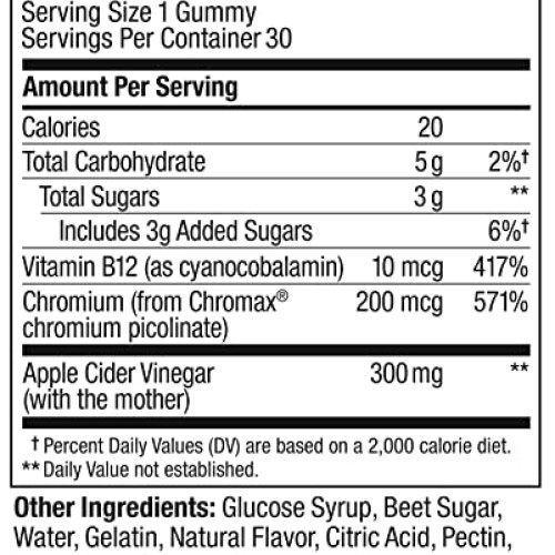 OLLY Metabolism Gummy Rings, Apple Cider Vinegar, Vitamin B12, Ch...