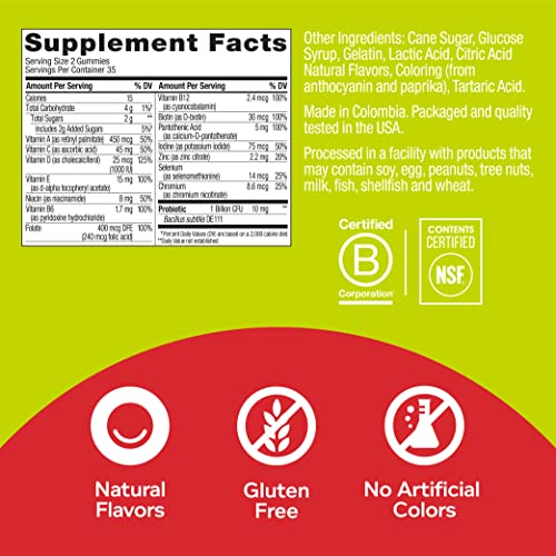OLLY Multi + Probiotic Adult Multivitamin Gummy, 35 Day Supply 7...