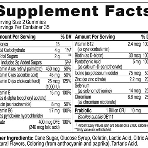 OLLY Multi + Probiotic Adult Multivitamin Gummy, 35 Day Supply 7...