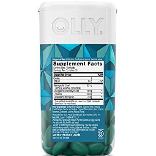 OLLY Ultra Strength Goodbye Stress Softgels, GABA, Ashwagandha, L...