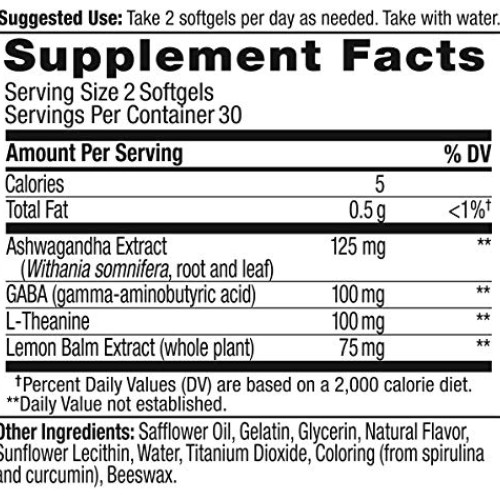 OLLY Ultra Strength Goodbye Stress Softgels, GABA, Ashwagandha, L...