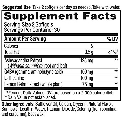 OLLY Ultra Strength Goodbye Stress Softgels, GABA, Ashwagandha, L...