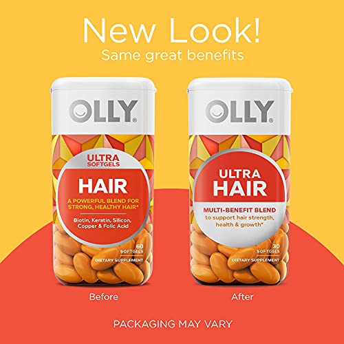OLLY Ultra Strength Hair Softgels, Supports Hair Strength, Health...