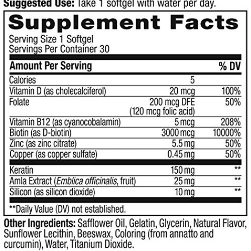 OLLY Ultra Strength Hair Softgels, Supports Hair Strength, Health...
