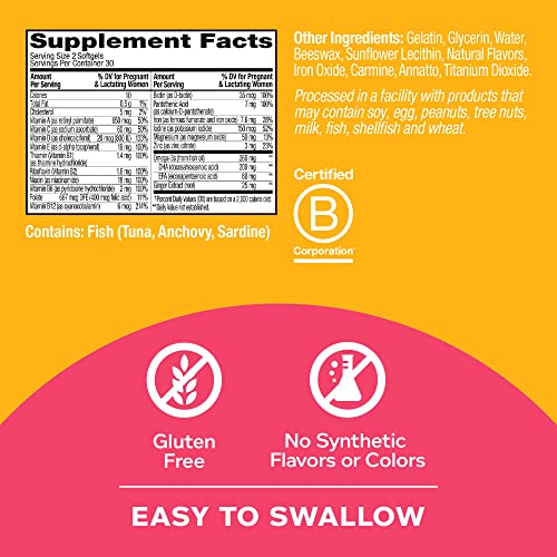 OLLY Ultra Strength Prenatal Multivitamin Softgels, Supports Heal...