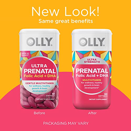 OLLY Ultra Strength Prenatal Multivitamin Softgels, Supports Heal...