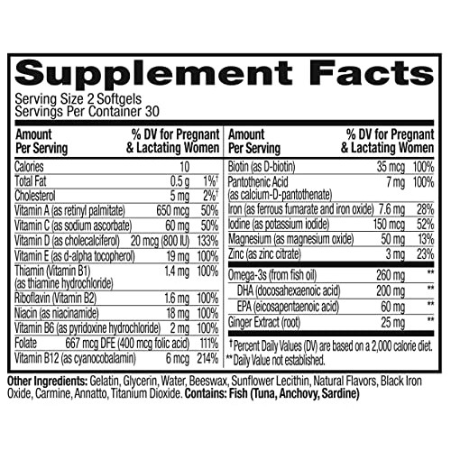 OLLY Ultra Strength Prenatal Multivitamin Softgels, Supports Heal...