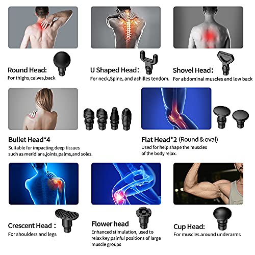 Deep Tissue Muscle Massage Gun with 12 Massage Heads 9 Speed Perc...