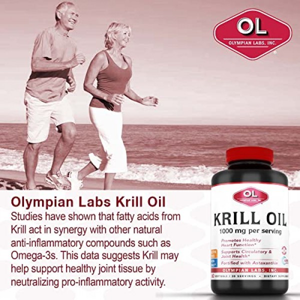 Olympian Labs Antarctic Krill Oil 1000mg Capsule Supplement with ...