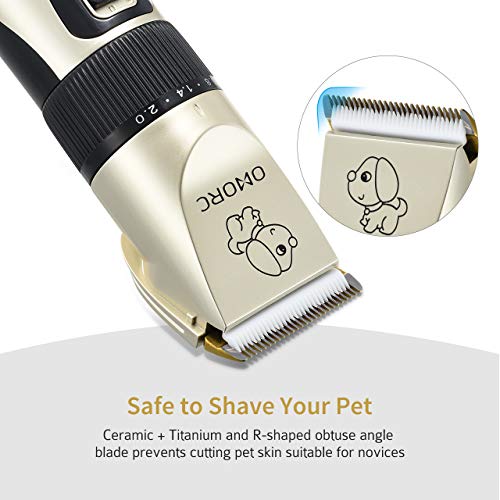 OMORC Dog Clippers for Grooming, Quiet & Cordless Rechargeable Pe...