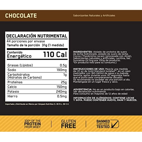Optimum Nutrition Gold Standard 100% Isolate, Chocolate Bliss, 3 ...