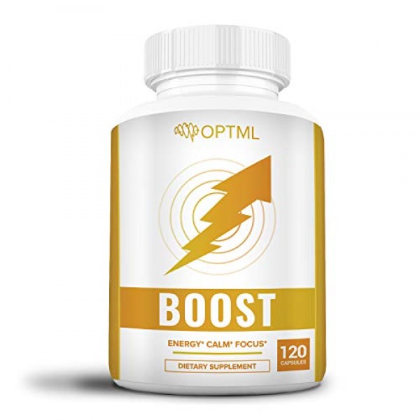 OPTML Boost, 100mg Caffeine Pills with 200mg L-Theanine, Energy P...