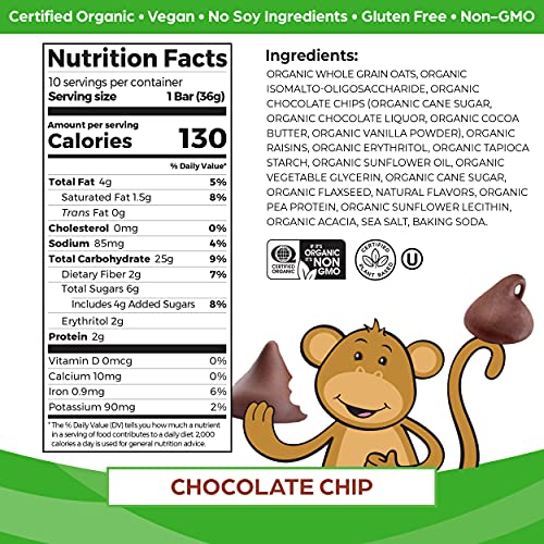 Orgain Organic Kids Energy Bar, Chocolate Chip - Great for Snacks...