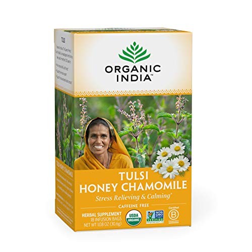 Organic India Tulsi Honey Chamomile Herbal Tea - Stress Relieving...
