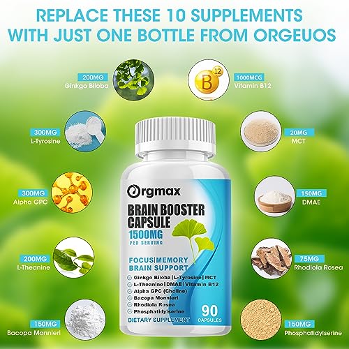 Nootropic Brain Supplements, 10-in-1 Advanced Formula 1500mg with...