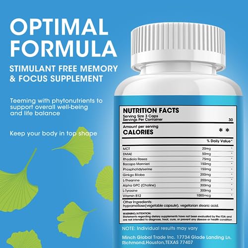 Nootropic Brain Supplements, 10-in-1 Advanced Formula 1500mg with...