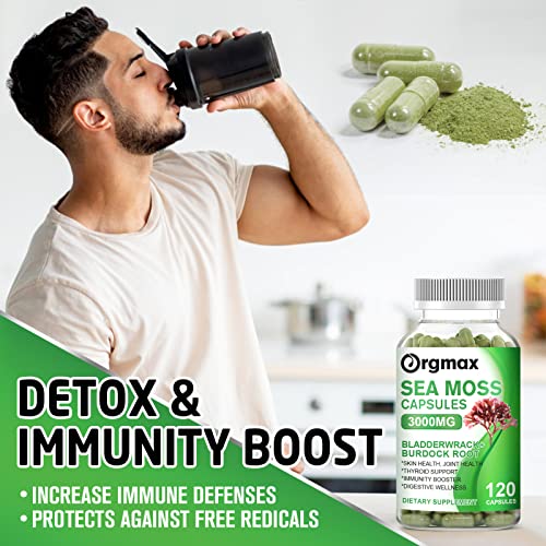 ORGMAX Organic Sea Moss 3000MG Capsules, Bladderwrack | Burdock R...