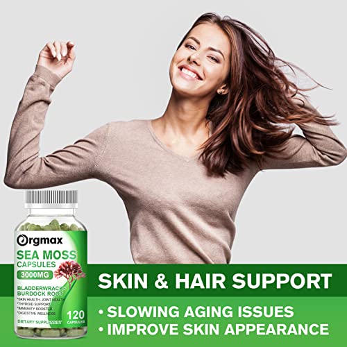ORGMAX Organic Sea Moss 3000MG Capsules, Bladderwrack | Burdock R...