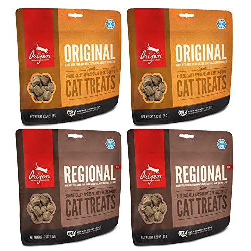 4 Pack Combo of Orijen Freeze Dried Cat Treats Featuring 2 Region...