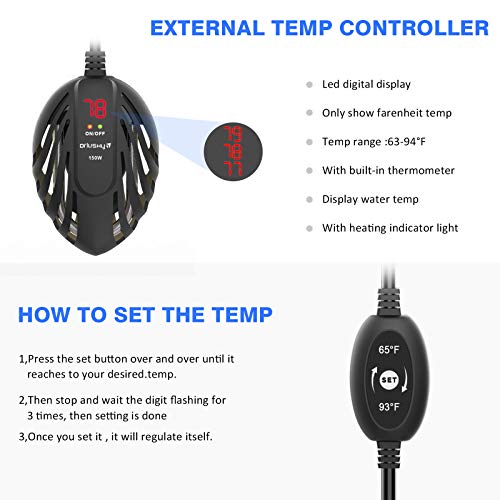 Orlushy Mini Aquarium Heater 100W Small Fish Tank Heaters with LE...