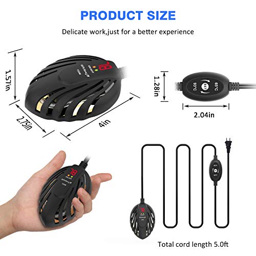 Orlushy Mini Aquarium Heater 100W Small Fish Tank Heaters with LE...