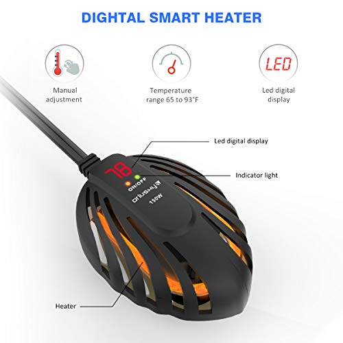 Orlushy Mini Aquarium Heater 100W Small Fish Tank Heaters with LE...