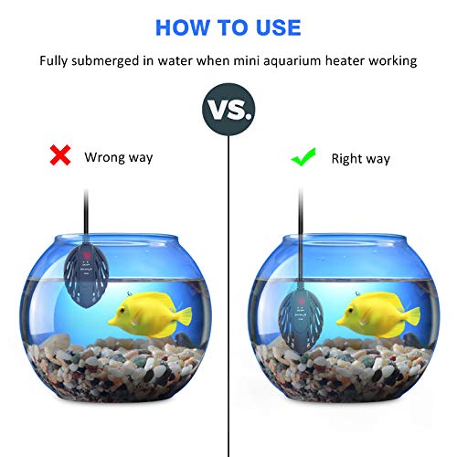 Orlushy Mini Aquarium Heater 100W Small Fish Tank Heaters with LE...