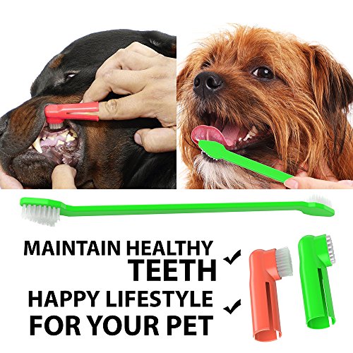 Dog Toothpaste and Toothbrush Set REMOVES FOOD DEBRIS Double Si...
