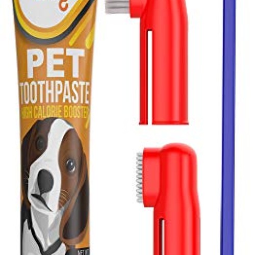 Dog Toothpaste and Toothbrush Set REMOVES FOOD DEBRIS Double Si...