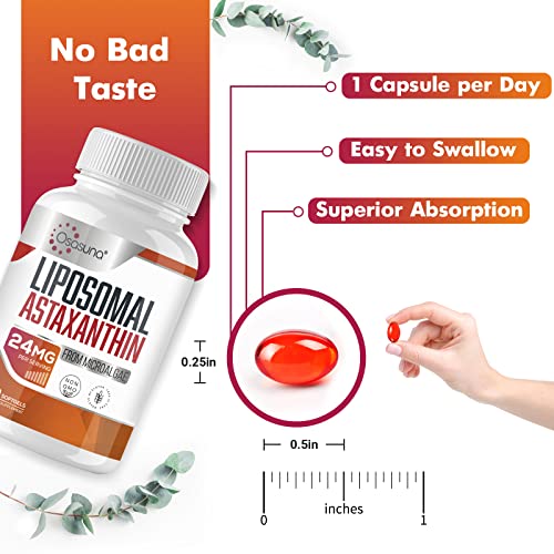 Liposomal Astaxanthin Supplement 24MG, Maximum Absorption, Antiox...