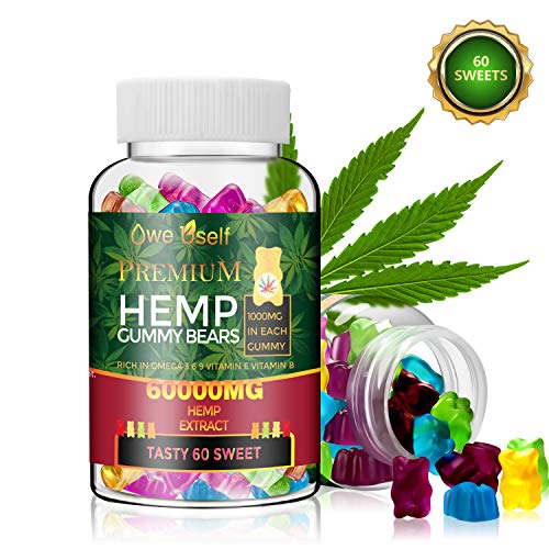2 Pack Hemp Gummies 60,000mg - 100% Natural Hemp Oil Infused Gu...