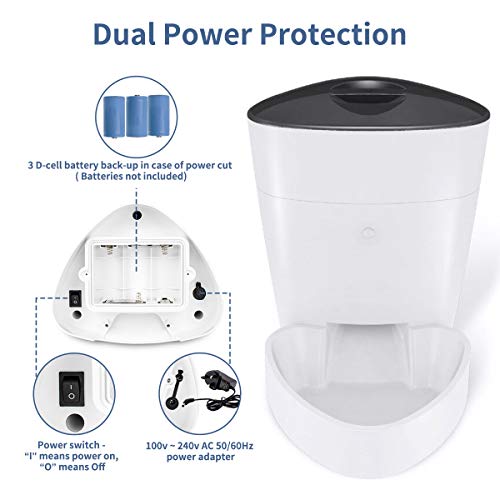 Automatic Cat Feeder with 2.4G WiFi, 4L Auto Dry Food Dispenser T...