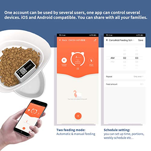 Automatic Cat Feeder with 2.4G WiFi, 4L Auto Dry Food Dispenser T...