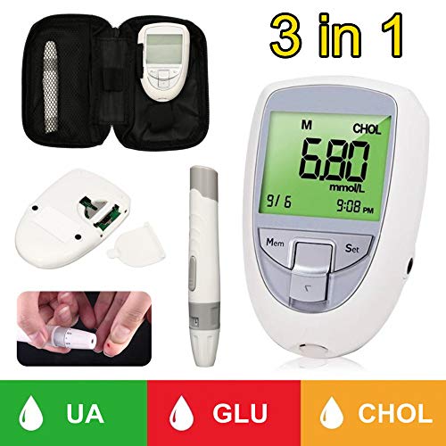 3in1 Blood Glucose&Uric Acid&Cholesterol Meter Household Glucomet...