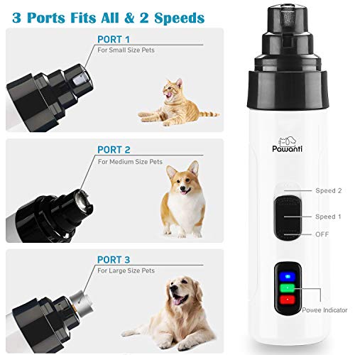 Pawanti Dog Nail Grinder Kit Electric Pet Nail Trimmer Set 2 Spee...