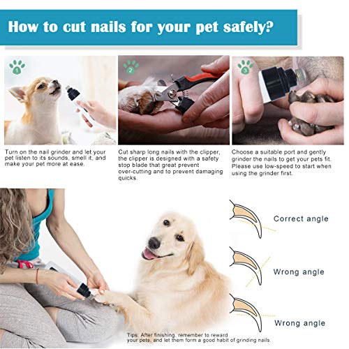 Pawanti Dog Nail Grinder Kit Electric Pet Nail Trimmer Set 2 Spee...