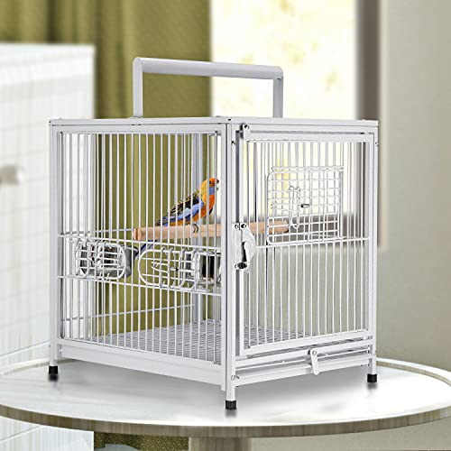 PawHut 18 Heavy Duty Wrought Iron Travel Bird Cage Carrier with ...