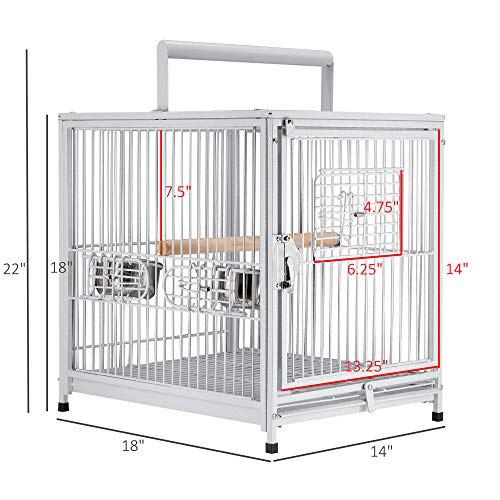 PawHut 18 Heavy Duty Wrought Iron Travel Bird Cage Carrier with ...